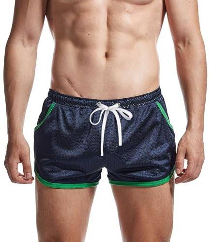 AIMPACT Sport Shorts Herren 3 Inch Mesh Bodybuilding Shorts Atmungsaktiv Turnhose Herren Kurz Training Fitness Sporthose mit Tasch (Dunkelblau-S)