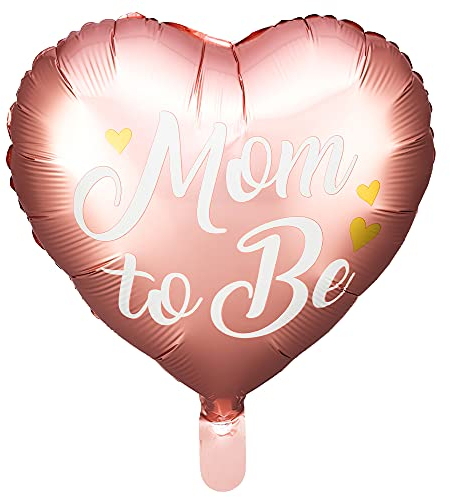 Glänzender Folienballon Herz in Rosa mit Aufschrift Mom to Be 35cm