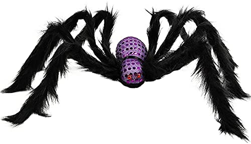 Colorful Outdoor Halloween Spinne Deko Requisiten Halloween Simulation Plüsch Deko Spider Für Masquerade-Party, Karneval, Weihnachten, Ostern, Bar, Nachtclub, Spukhaus, Party (Lila)