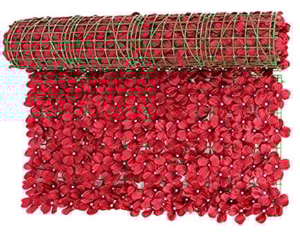 QYEW Protezione per la privacy artificiale con fiore di edera, siepe artificiale in edera, schermo per la privacy decorativo a traliccio da parete per esterni giardino e cortile, rosso 1 x 3