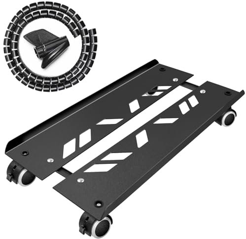 Seloom Computer Tower Stand, Adjustable PC Stand, Heavy-Duty Mobile CPU Tower Holder with Rolling Caster Wheels, Fits Most Gaming Desk Floor