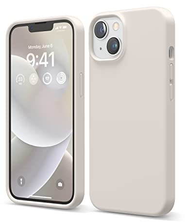 elago Liquid Silicone Case Compatible with iPhone 14 Case (6.1), Premium Silicone, Full Body Protection - 4 Layer Shockproof Phone Cover, Anti-Scratch Soft Microfiber Lining (Stone)