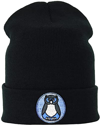 EXPRESS-STICKEREI Lustige Strickmütze - Warme Wintermütze mit Motiv Eule - Strickmütze - Strickmütze - Beanie für Damen und Herren - Unisex Wollmütze - Tiermotiv Haube mit Spruch