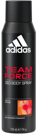 adidas, Team Force Deodorante Spray Uomo, Fragranza Duratura di 48 Ore, Formula Vegana e Senza Alcol, 150 ml