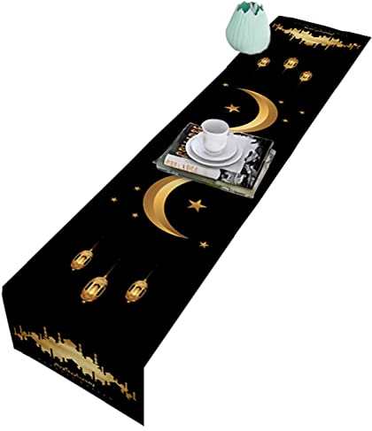 SAKAMURA Eid Mubarak Tischläufer, Fennoral Ramadan Leinen Moschee Tischdecke, Eid Mubarak Tisch Dekoration, Ramadan Tischläufer, Ramadan Tischdecke, Ramadan Dekorationen Für Tisch