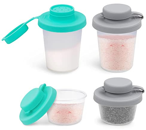 Juego de salero y pimentero (menta y gris, pequeño y mediano)