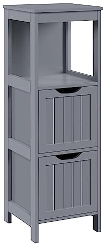 Yaheetech Badezimmerschrank Unterschrank Badkommode Badschrank mit Schubladen & Regal Waschbeckenunterschrank Baderegal für Badezimmer/Wohnzimmer 30 x 30 x 89cm, Dunkelgrau