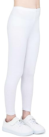 infatti Leggings en Coton pour Enfants Filles Pantalons Doux et Confortables pour Enfants entraînement décontracté Style élégant vêtements de Base Zoe, Blanc 128 cm (8 Ans)