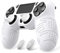 PlayVital Line & Dot Funda de Silicona para ps4 Control Accesorios Protectora Antideslizante con Tapas para el Pulgar Agarre Grip Caps para ps4 Slim para ps4 Pro Mando(Blanco)