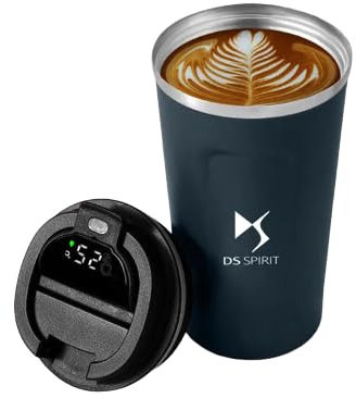 zzbFee Auto Smart Thermos Flasche Temperatur Display Tasse für Citroen DS Spirit DS3 DS4 DS5 DS6 DS7 DS9 DS5LS, 304 Edelstahl, 510 Ml Tragbare Wasser Flasche Vakuum Isolierbecher,Blue