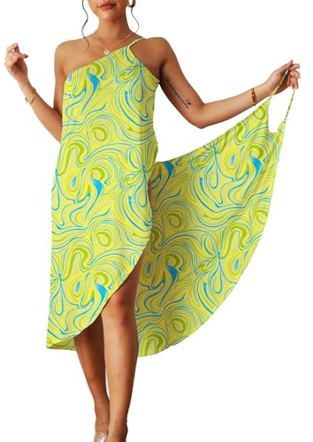 ATRACTIVOLL Damen Strandkleid Bikini Cover Up Sommer, V-Ausschnitt, Strandponcho Bademode Vertuschen, Strandtunika Wrap Sarong, Groß, Leichte, Urlaub