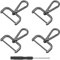 QUARKZMAN 4pz Ganci Girevoli con Moschettone, 38mm(1.5) Chiusura Girevole in Metallo, Ring a D Gancio a Scatto Staccabile Metallo con Cacciavite per Creazione Borse Portachiavi, Nero