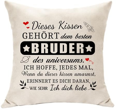 Hasodeo Original Bruder Geschenke von Schwester Personalisierte Geschenke für Bruder Kissenbezug Dekoration Geschenk für Meinen Bruder Geburtstag Geschenkidee Hochzeit Weihnachten (Bruder)