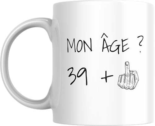 fapadjo Mug Anniversaire 40 ans Doigt Honneur Rigolo Drôle - Tasse Fun Idée Cadeau Anniversaire 40 ans Homme Femme Humour Original