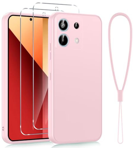 Viojrlra Cover per Xiaomi Redmi Note 13 Pro 5G/Poco X6 5G con 2 Pellicola Vetro Temperato, Custodia Antiurto Ultra Sottile Silicone TPU Morbido, Anti Ingiallimento Anti-Graffio Protettiva Case (Rosa)