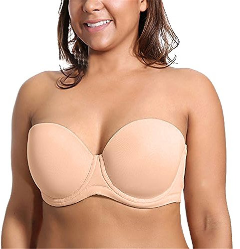 Lift Ratings Women's Plus Size Thin Cup Bra Non Slip Underwear with Removable Straps Mature, beige, Z