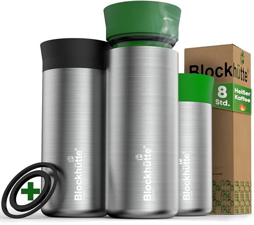 Blockhütte Coffee to Go Becher Edelstahl 354 ml, Kaffebecherhalter to Go Thermo 8h Heiße Getränke, Termokaffeebecher Auslaufsicher, Thermobecher Spülmaschinenfest