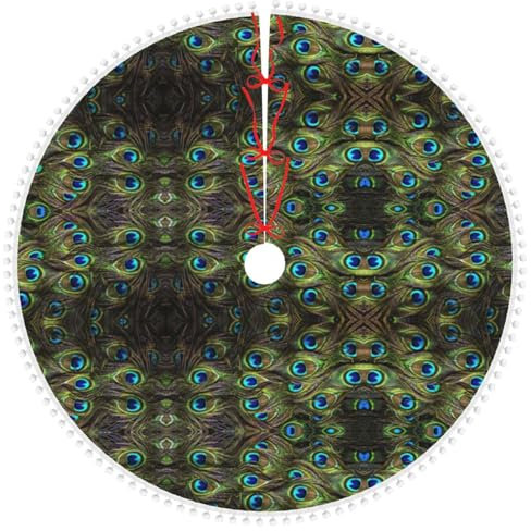 Frischer Pfau Weihnachtsbaum Rock mit Pom Pom, Winter Weihnachtsdekoration Indoor und Outdoor Holiday Party