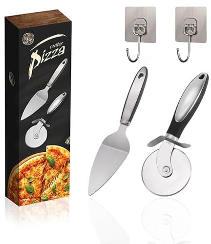 Roulette Pizza Coupe Pizza Découpe Pizza Couteau a Pizza Pizza Cutter avec Poignée en Silicone et Lames en Acier Inoxydable Nettoyage Facile au Lave Vaisselle Coupe Pizza Pour Pizzas Gâteaux Gaufres