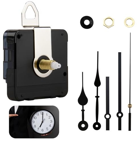 Uhrwerk für Wanduhr Lautlos, Uhrwerk für Uhr, Drahtlose Bewegung, Elektrisches Pendelwerk aus Quarz für DIY-Uhrenreparatur, Verwendet für Radios, Wanduhren, 3 Zeiger, Schwarz