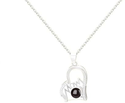 Kboutiques Herzform Mutter Kette ' Dich ich Liebe' 100 Sprachen Gravur, Love Halskette für Freundin, Geschenke für Frauen, Muttertag, Valentinstag, Weihnachtstag (Silber)