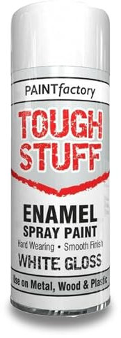 AOC24 - All Purpose 400ml White Gloss Spray Paint - Tough Stuff Enamel Paint Hard Wearing - Use On Wood Metal Plastic Smooth Finish Aerosol Paint - Suitable for Indoor and Outdoor Gloss Spray Can (1)