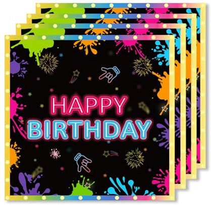 ParPix 24 Stück Bunte Geburtstag Servietten, 33x33cm Happy Birthday Serviettens, Geburtstagsdeko Papierservietten, Tischdeko Geburtstag, Einweg Servietten Geburtstags Party Deko für Junge Mädchen