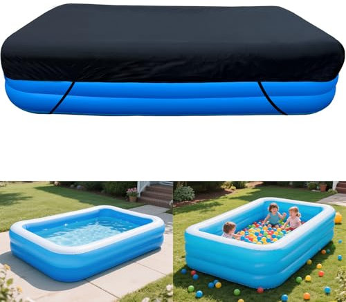 Cubierta rectangular inflable para piscina de 130 x 72 pulgadas, 11 x 6 pies, cubierta rectangular inflable para piscina, jardín, al aire libre, piscina, sombras, patio, accesorios de piscina para