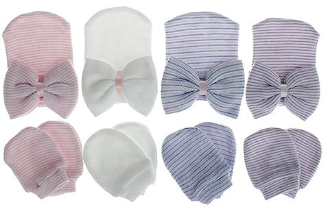 BESPORTBLE Girl Knit Hat And Glove Set With Big Bowknot Soft Bonnet For Infants