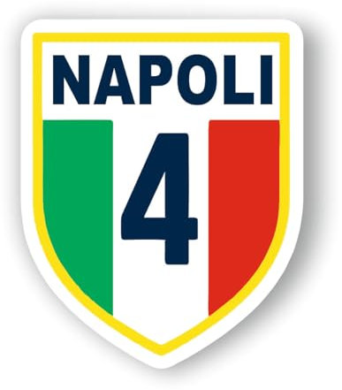 Kit Adesivi Napoli Campioni d'Italia 4° Scudetto Mod.3, PVC, per Auto Moto Casco Tablet composto da uno sticker da 10 cm + 4 stickers da 5 cm
