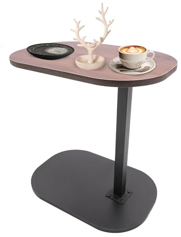 TONFEION Beistelltisch, Verstellbarer C-förmiger Sofa Tisch mit 360° Drehfunktion, 7kg Tragkraft, Couch Beistelltisch für Wohnzimmer, Bett, Büro (Walnussbraun)