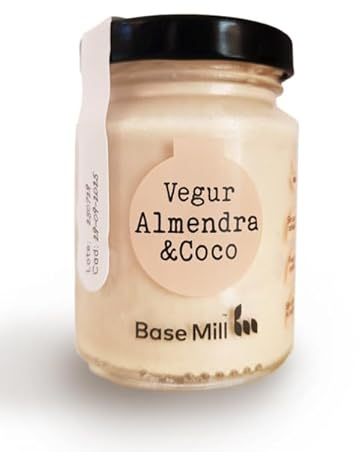 Pack de 8 Base Mill Vegur (Yogur Vegetal) de Almendra y Coco Ecológico (100g) – 100% Natural, Vegano, Sin Gluten, Sin Azúcares Añadidos, Sin Conservantes