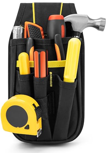 Milifox Werkzeugtasche GüRtel Schwarz,Werkzeugtasche mit HüFtclip 6 Taschen | Werkzeug GüRteltasche,Elektriker GüRteltasche Werkzeug Klein,Geeignet für Elektriker,Wartungstechniker und Handwerker