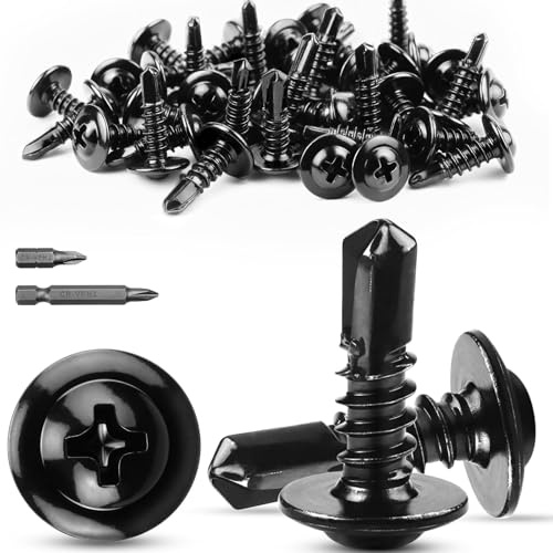 TXXATX 60 Stück Selbstschneidende Schrauben Metall M4,8x13 mm Blechschrauben Selbstschneidend 410 Edelstahl Bohrschrauben mit Schraubendreher Bit Metallschrauben Selbstschneidend für Möbelholzbretter