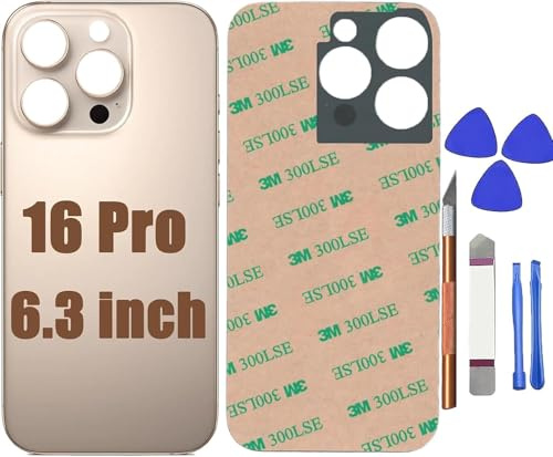 Peixiong 16 Rückglas Ersatz für iPhone 16 Pro Hinterglas，Wüste Titan | Kratz‑ und abriebfest, präzise löcher, fester sitz, komplettes reparatur‑werkzeug‑kit im lieferumfang, umfangreiches zubehör