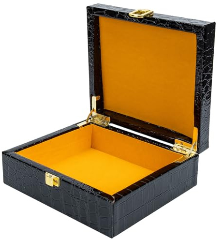 HAMPPLIES Zigarrenbox 17x15x6,5cm mit Klappdeckel Tragbarer Humidor mit Retro Schloss Dekorative Zigarrenverpackung für Outdoor und Geschenk für Männer