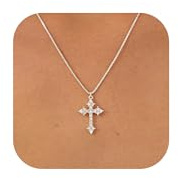 KINHOPI Kreuz Kette Damen, 14K Gold Vergoldet/925 Silber Plattiert Kreuz Anhänger mit Zirkonia Halskette Damen Schmuck Geschenke Frauen Mädchen