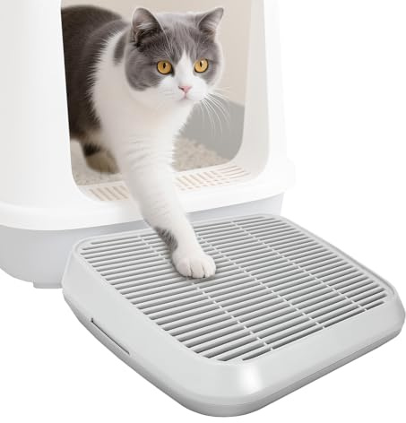 Sbayool Cat Litter Box Ramp, Cat Ramp for Senior Cats, Non-Slip Gray Step