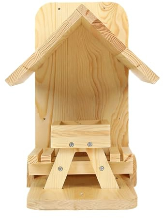 Eichhörnchenhaus für draußen – Holztier-Picknicktisch, einfaches Nachfüllen, Eichhörnchen-Futterspender mit Maiskolbenhalter, für Winter, Outdoor, Fenster, Hinterhof