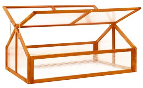 Serra da giardino in legno di abete, protezione dal gelo primaverile, 114 x 80 x 50 cm, legno massello di abete, serra per erbe e ortaggi, per uso esterno