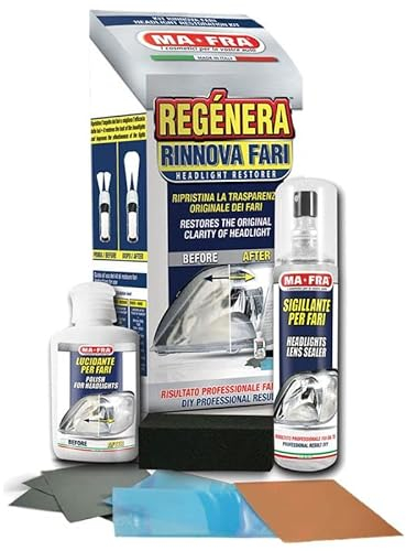 KIT RINNOVA FARI AUTO E MOTO -REGENERA HEADLIGHT MAFRA- PER FARI INGIALLITI E OPACIZZATI