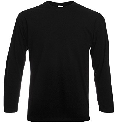 FRUIT OF THE LOOM Mens Long Sleeve T Shirt Black XX Large