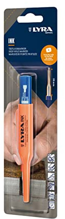 LYRA Ink Tieflochmarker fein 1mm Teleskopspitze 35mm blau Blister 1 Stk. | dreikant, für Bohrlöcher und schwer erreichbare Stellen, permanente Tinte für alle Oberflächen geeignet