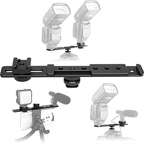 Chromlives Barra di Estensione 20,3 cm Hot Shoe flash Staffa Doppio Dritto Supporto Staffa Flash per Nikon Canon Sony Olympus DSLR Videocamera DV