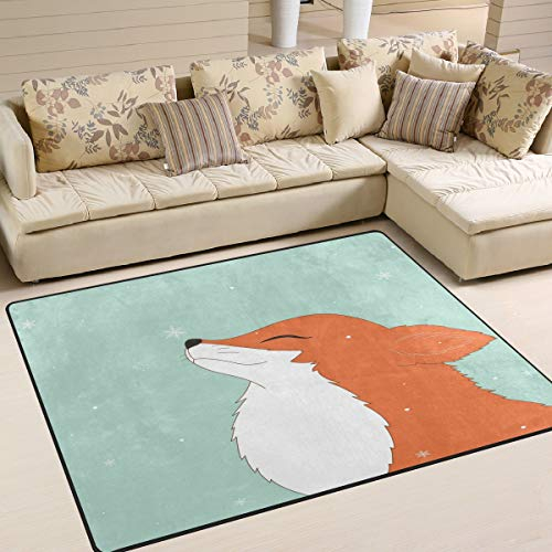 Use7 Teppich mit Cartoon-Fuchs-Motiv, für Wohnzimmer, Schlafzimmer, 160 x 122 cm
