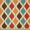 ABAKUHAUS Retro Stoff als Meterware, Funky Unterschiedliche Formen, Microfaser Stoff für Dekoratives Basteln, 1M (148x100cm), Senf Rot Blau