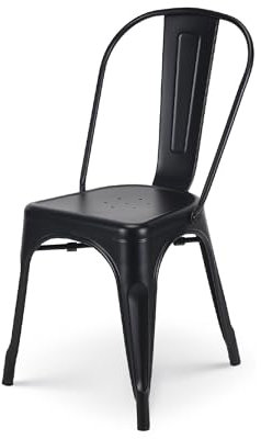 Kosmi - Schwarzer Stuhl aus Metall Mattschwarz Industrial Style Factory