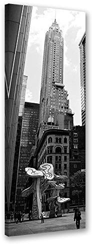 Feeby Wandbild Wolkenkratzer Druckbild Leinwandbild NY schwarz-weiß 40x120 cm
