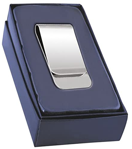 Geldklammer Premium versilbert - Eleganter Money Clip 5x2,5cm - Silber-Plated inkl. Geschenkbox - Hochwertig verarbeitet