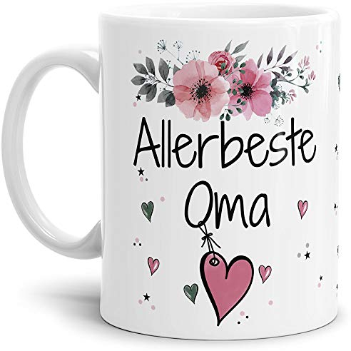 Tasse mit Spruch - Allerbeste Oma - Schöne Geschenkidee/zum Geburtstag für beste Freunde und Familie/Danke Tasse - Weiß